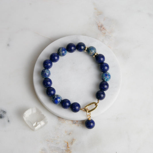 Ocean Sediment Jasper and Lapis Bracelet