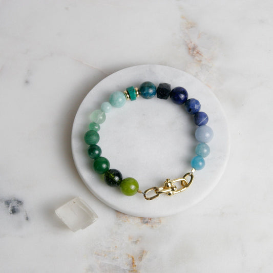 Blue and Green Variegated Bead Bracelet