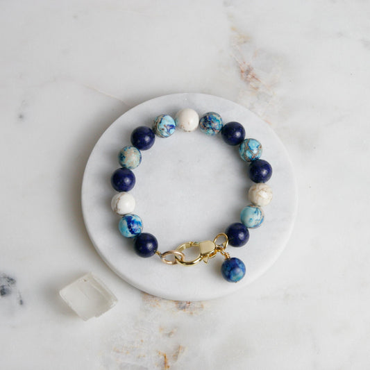 Ocean Sediment Jasper and Lapis Bracelet