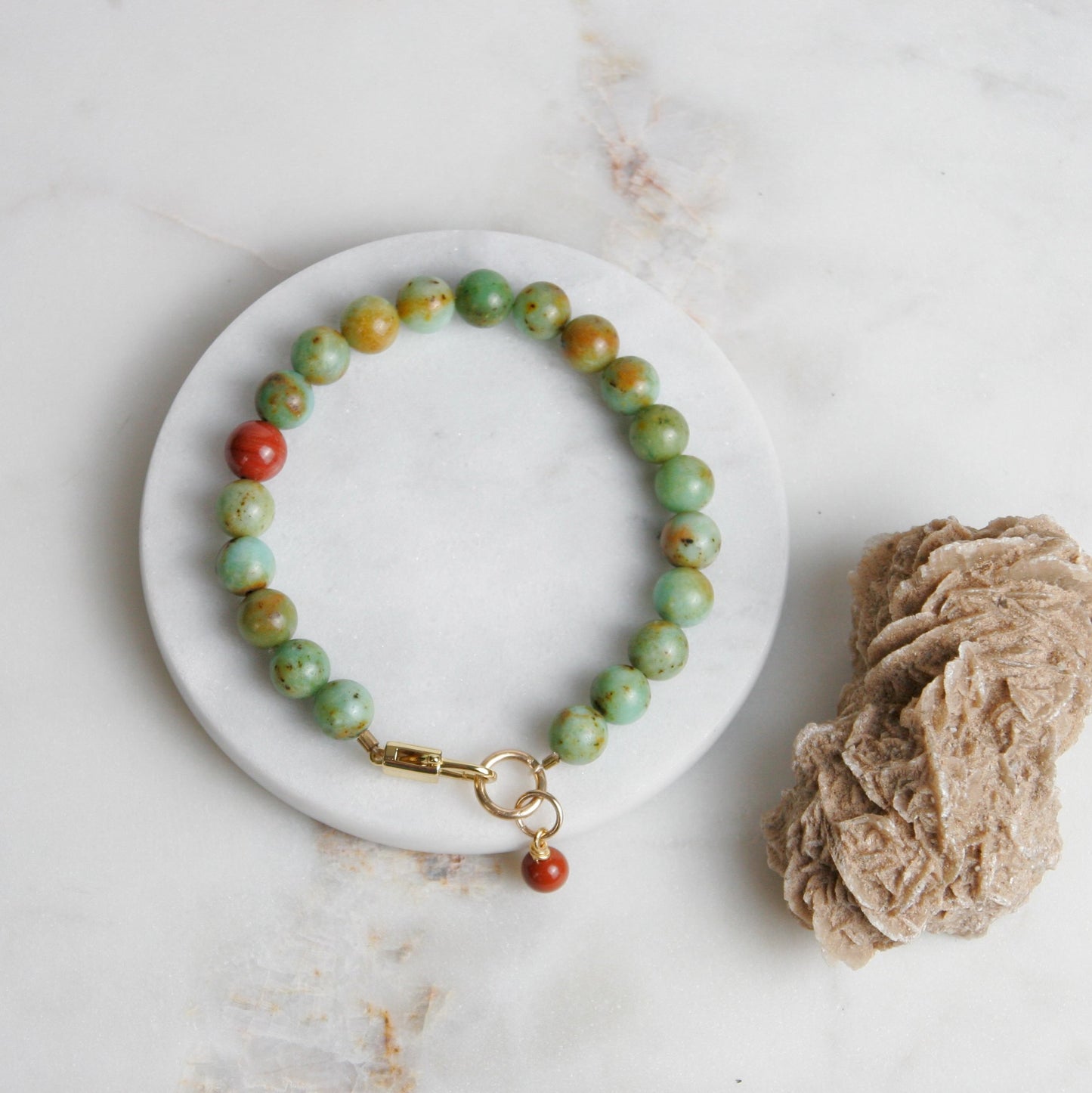 Turquoise and Red Jasper Bracelet