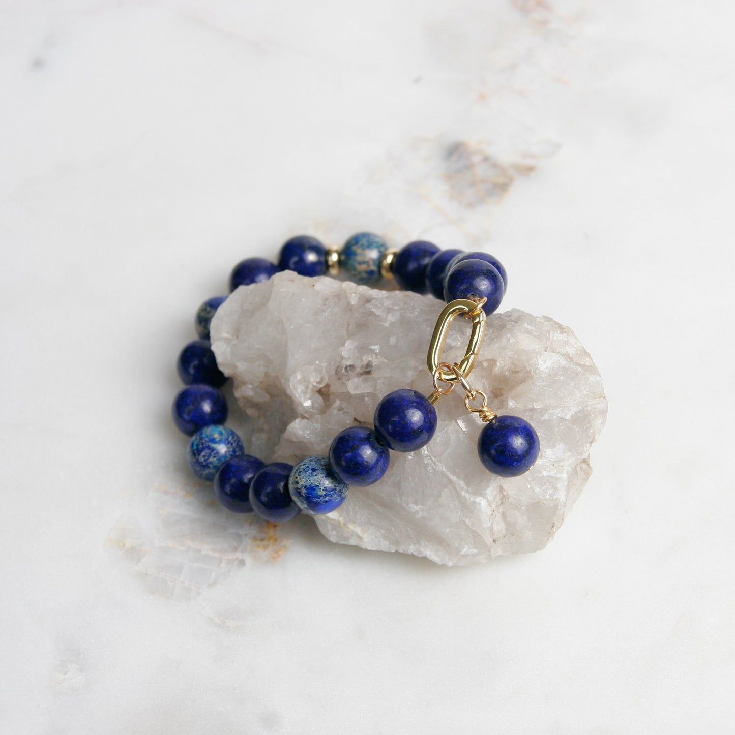 Ocean Sediment Jasper and Lapis Bracelet