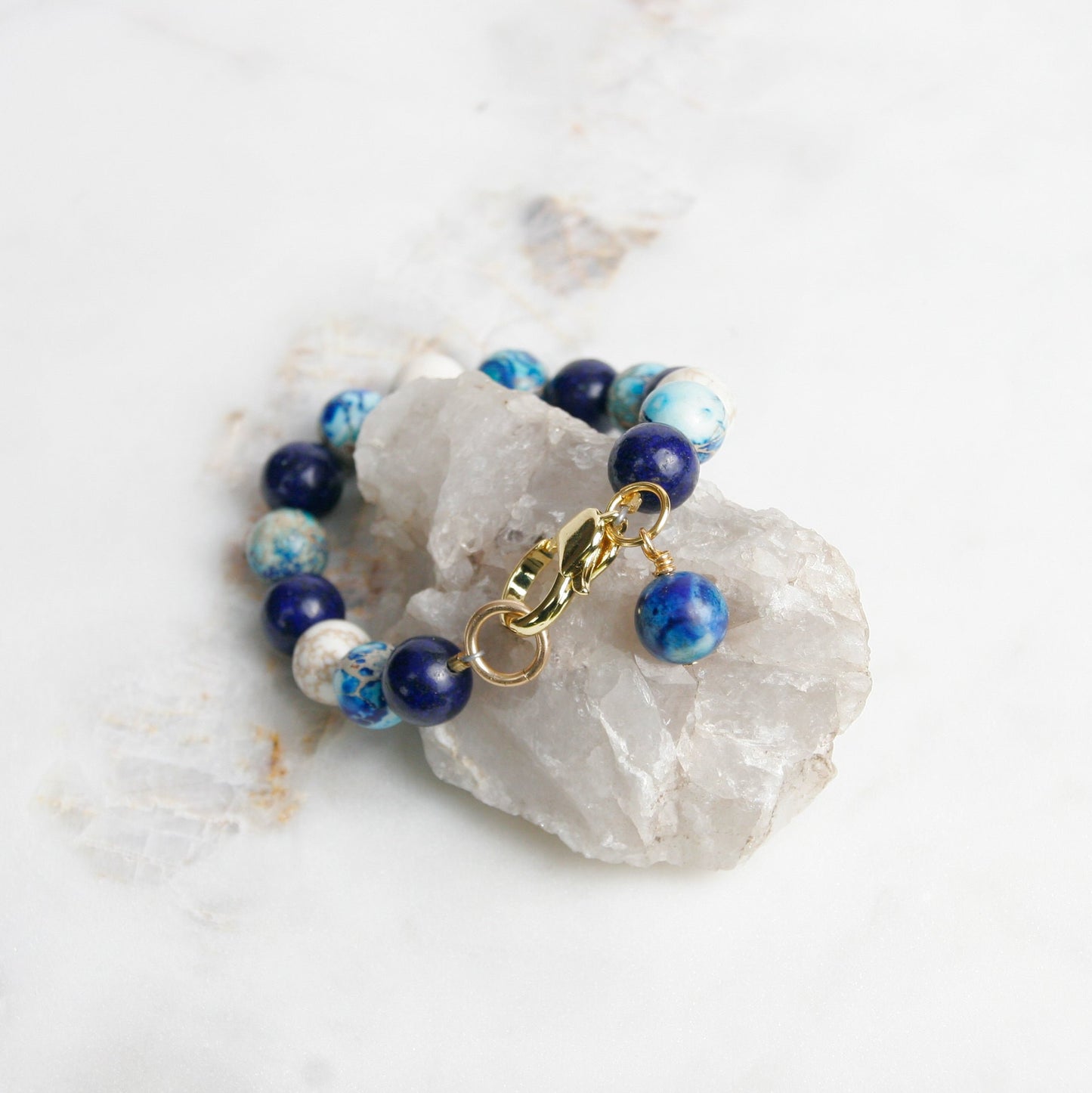 Ocean Sediment Jasper and Lapis Bracelet