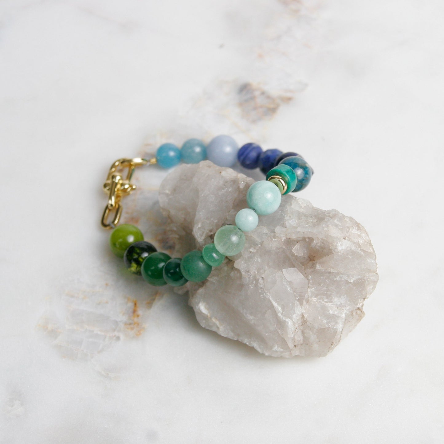 Blue and Green Variegated Bead Bracelet