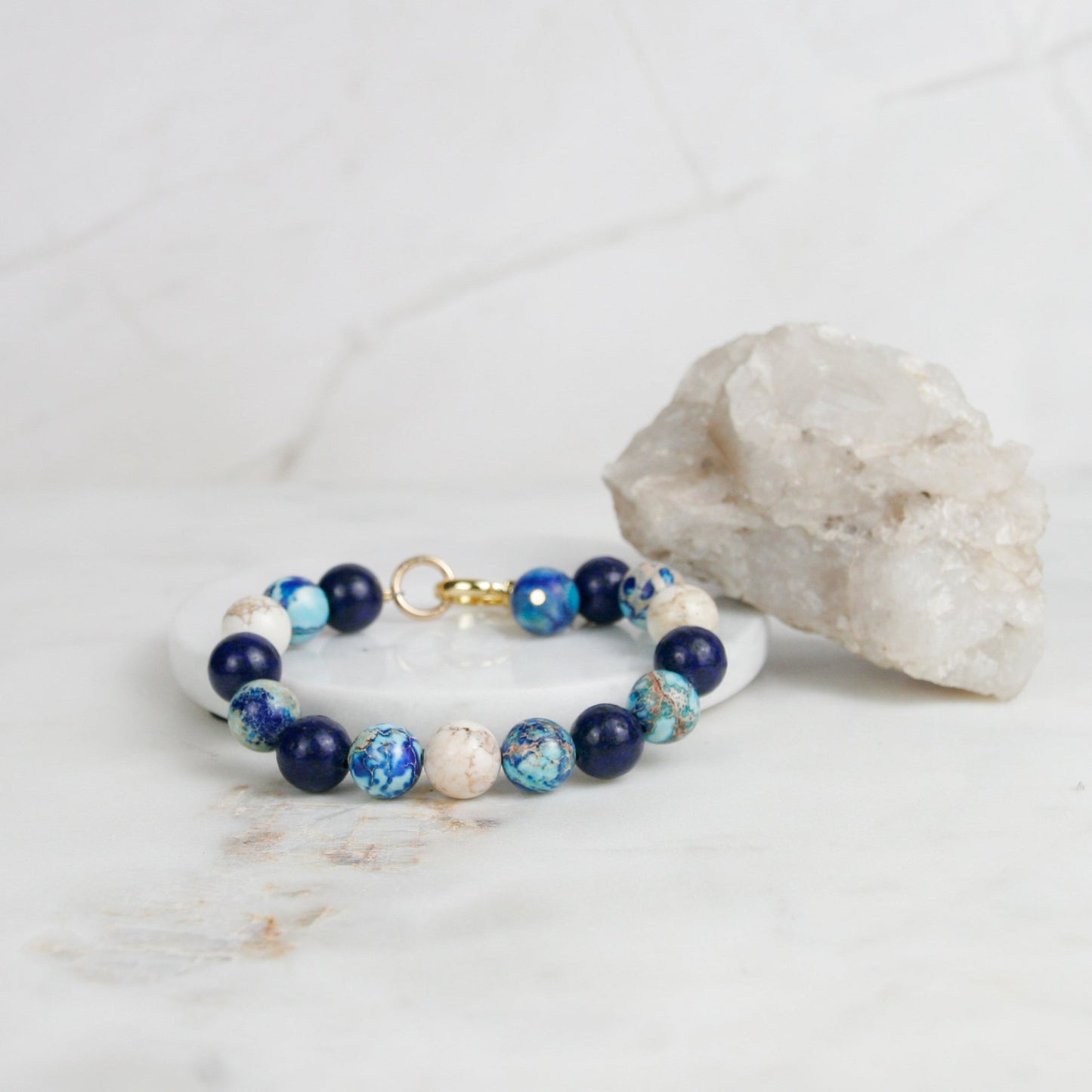 Ocean Sediment Jasper and Lapis Bracelet