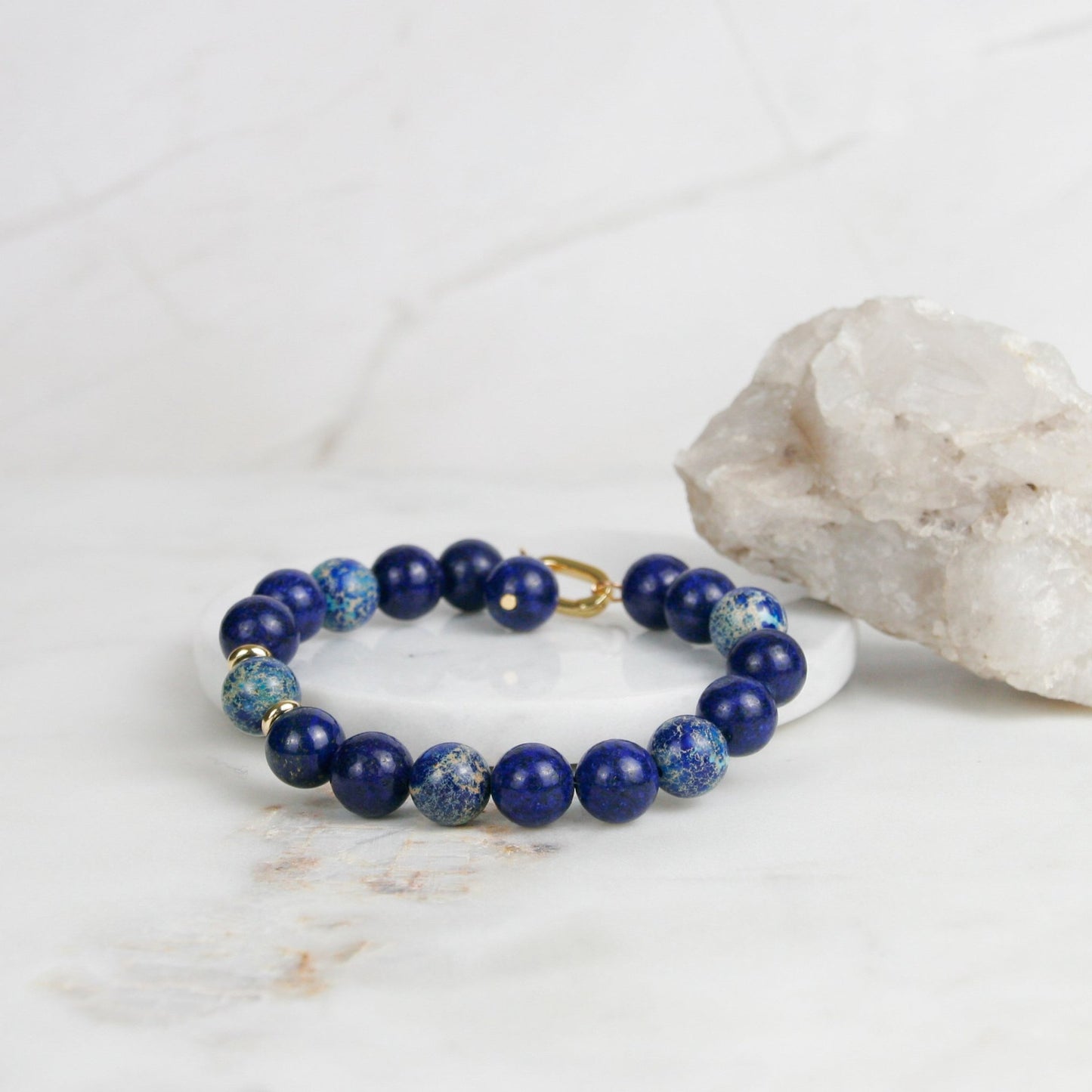 Ocean Sediment Jasper and Lapis Bracelet