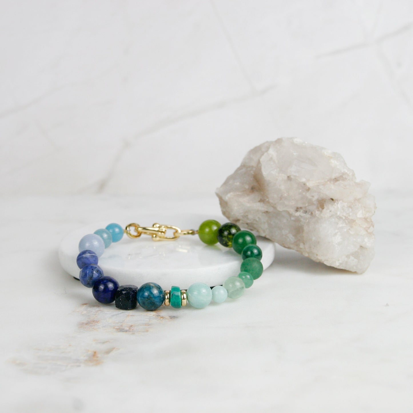 Blue and Green Variegated Bead Bracelet