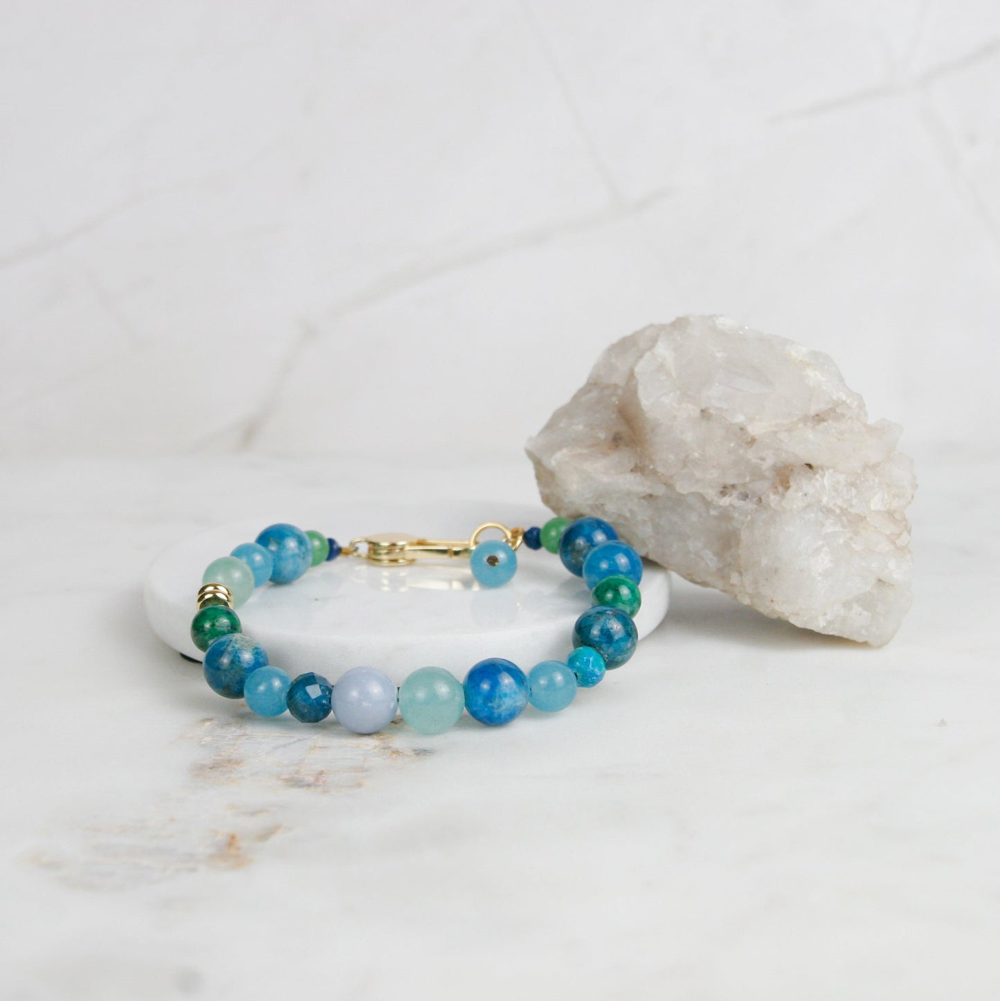 Teals and Greens Bead Bracelet