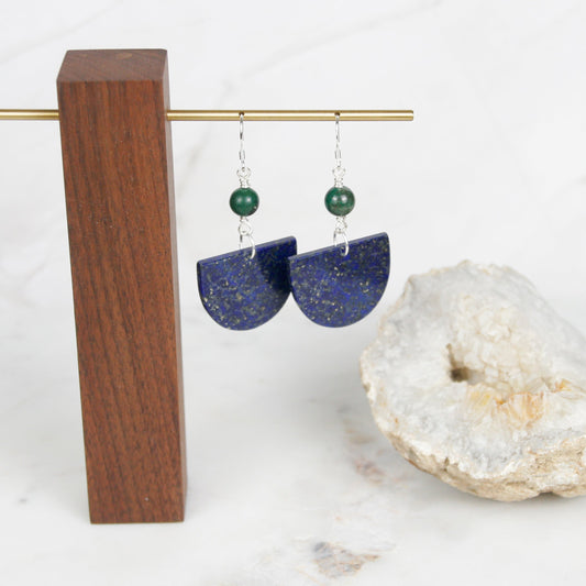 Unique Lapis and Jade Earrings