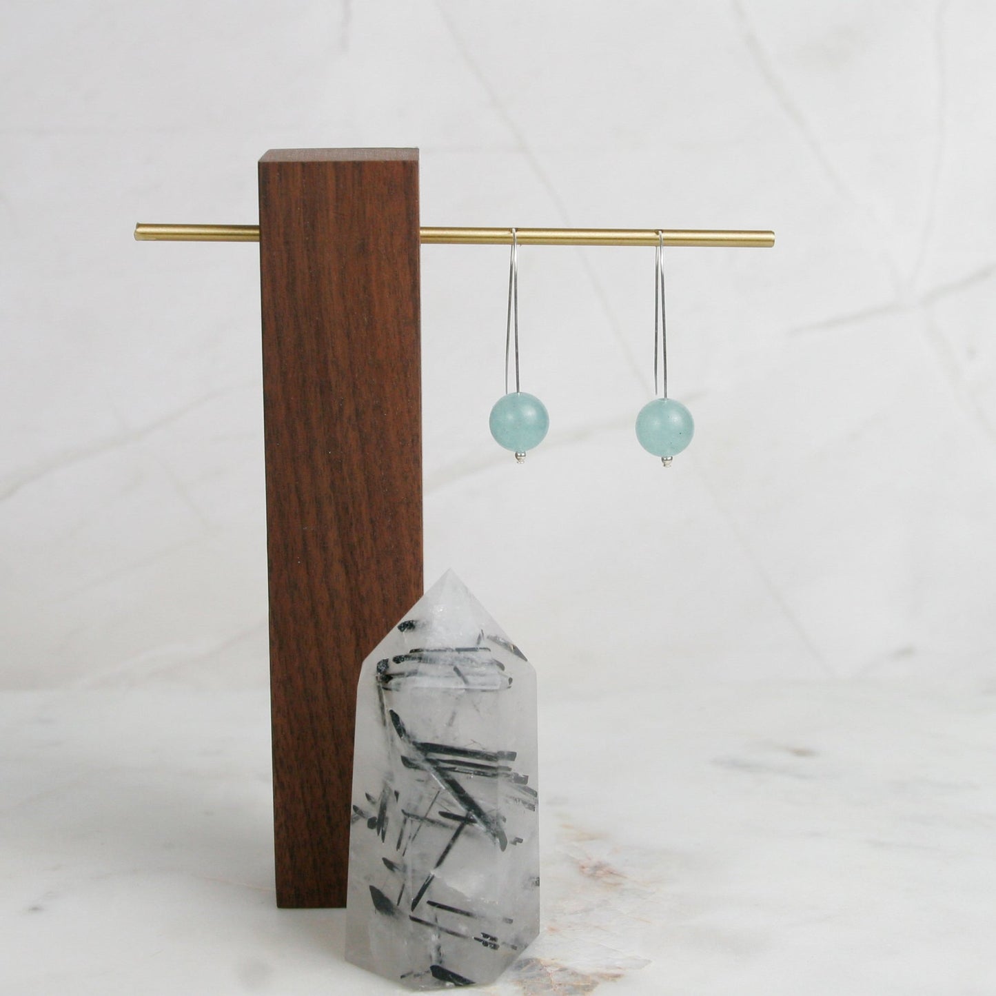 Teal Aventurine Ball Drop Earrings