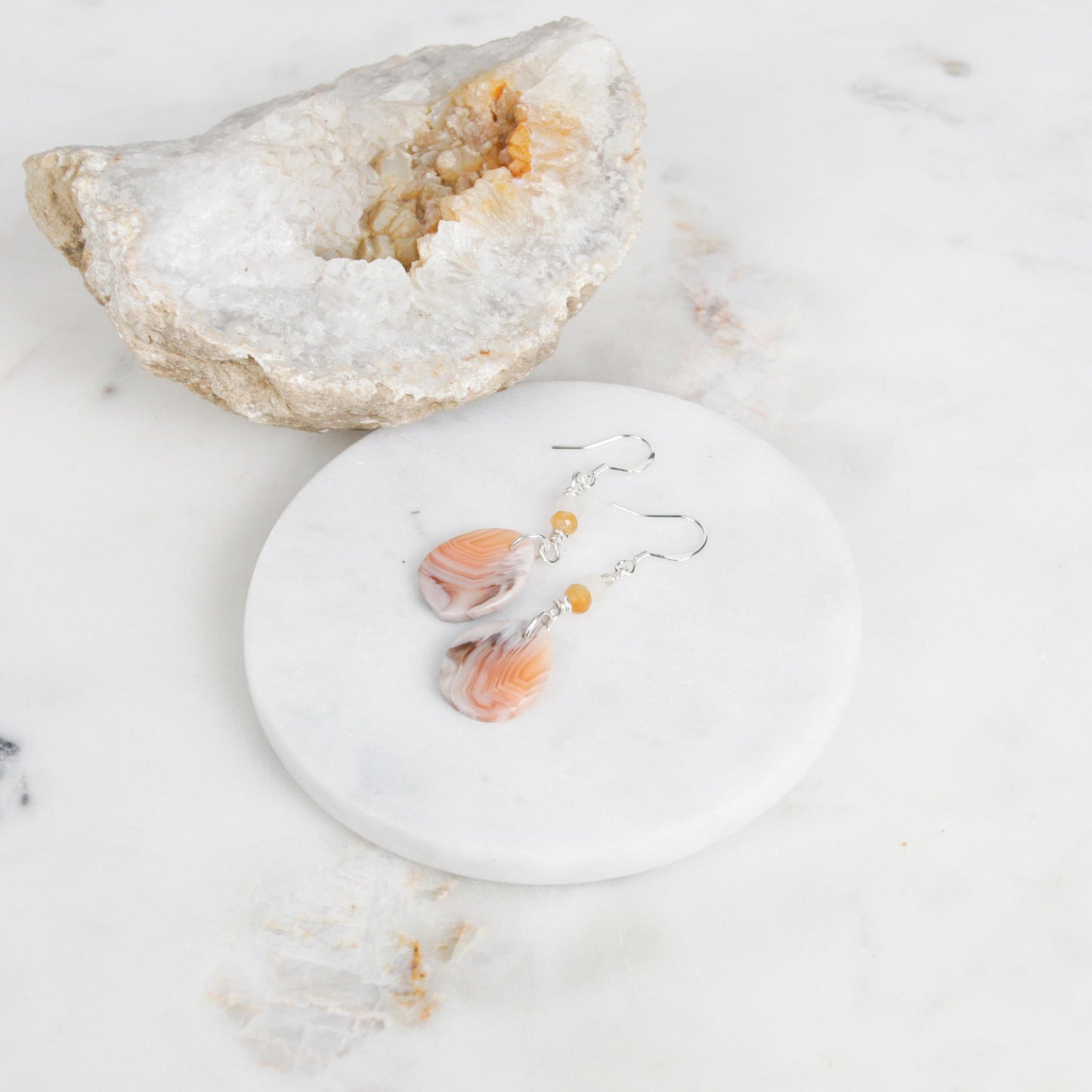 Pink Agate Earrings