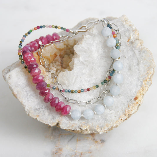 Ruby and Aquamarine Bracelet