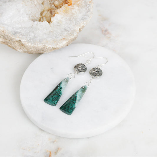 Silver Star Chrysocolla Earrings