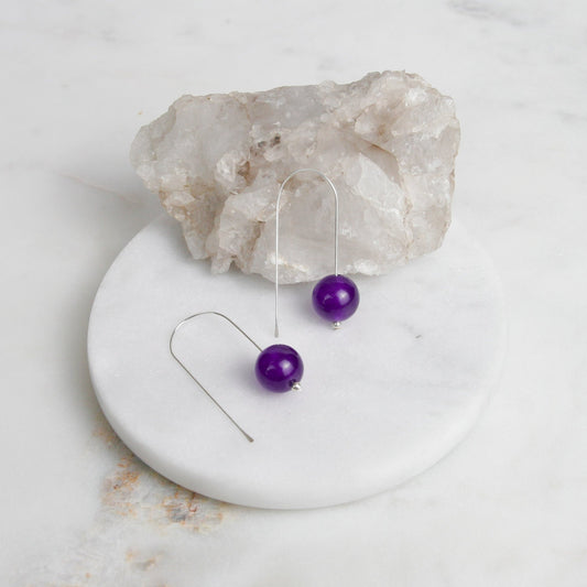 Amethyst Long Ball Drop Earrings