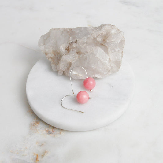 Rhodonite Short Ball Drop Earrings