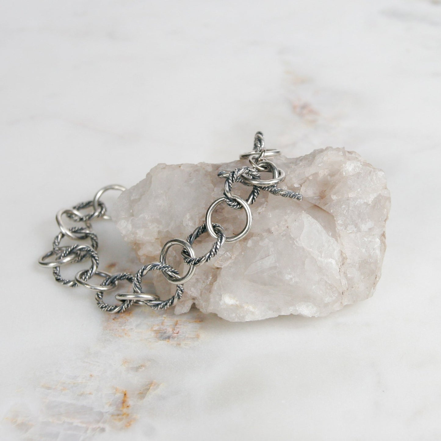 Sterling Silver Twisted Link Bracelet