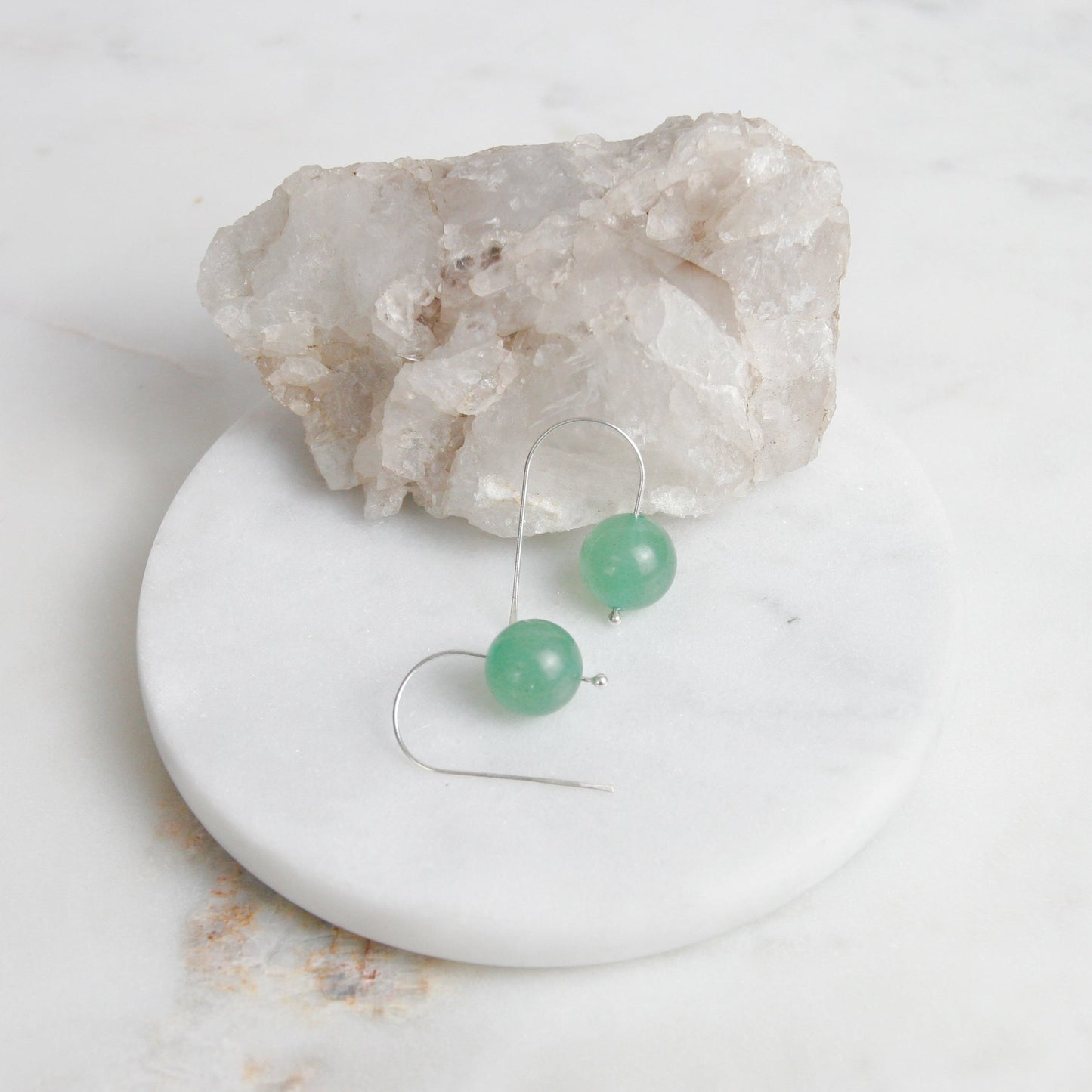 Aventurine Short Ball Drop Earrings