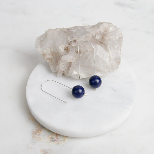 Lapis Long Ball Drop Earrings