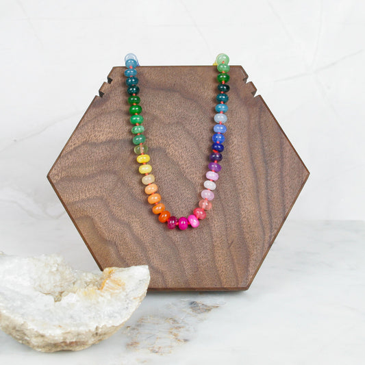 Red and Rainbow Jade Necklace