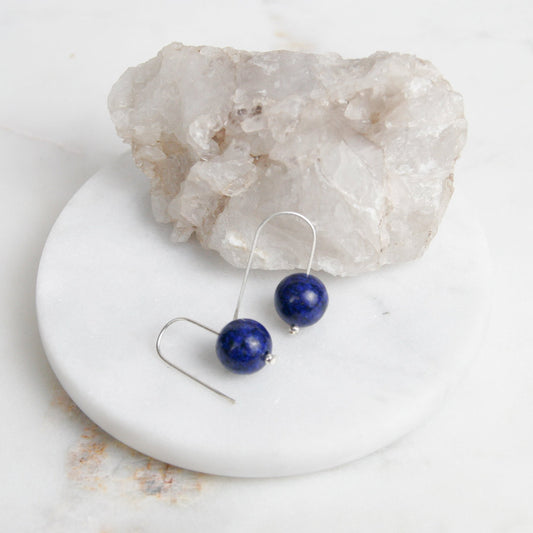 Lapis Short Ball Drop Earrings