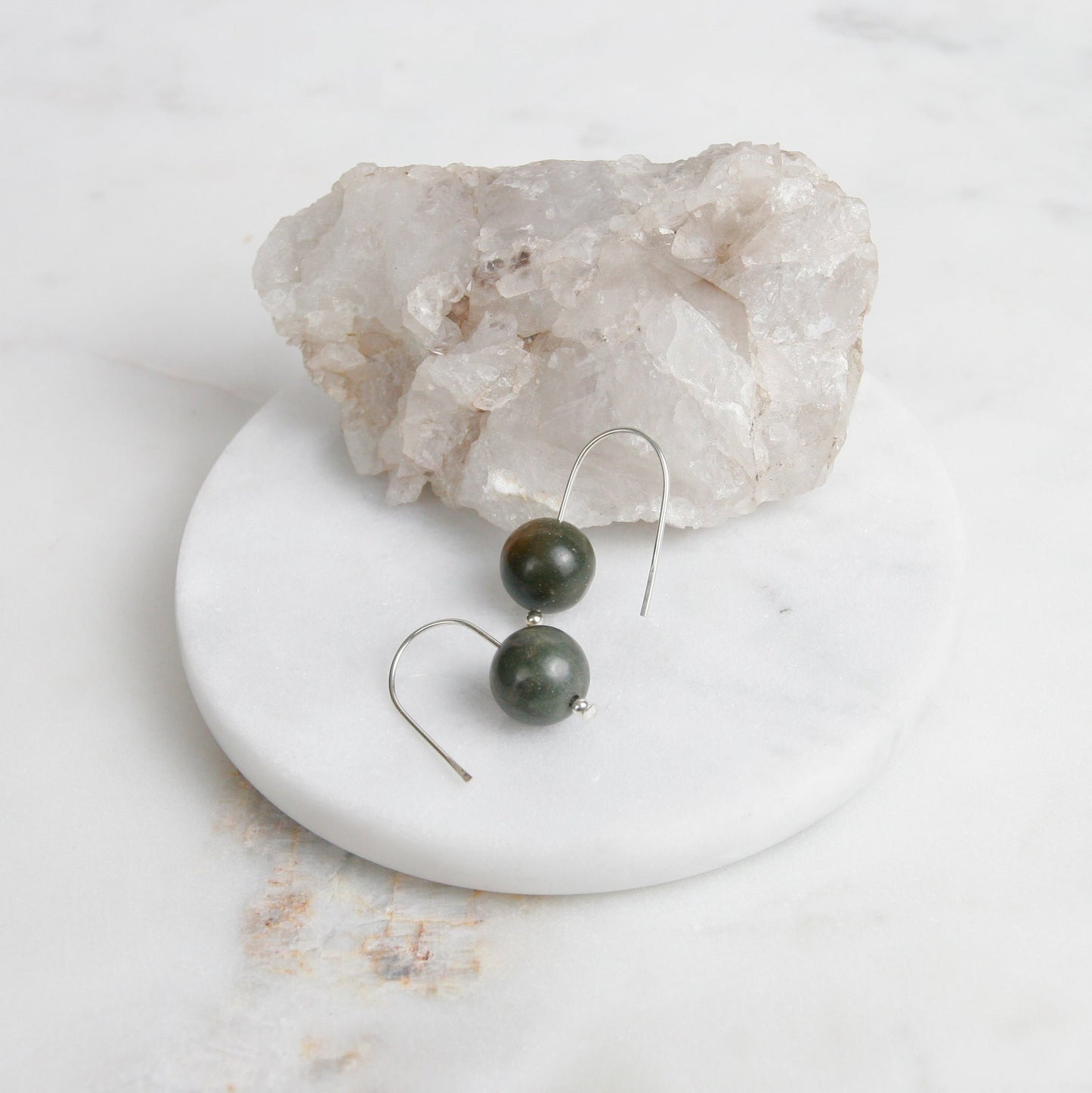 Dark Cherry Creek Jasper Ball Drop Earrings