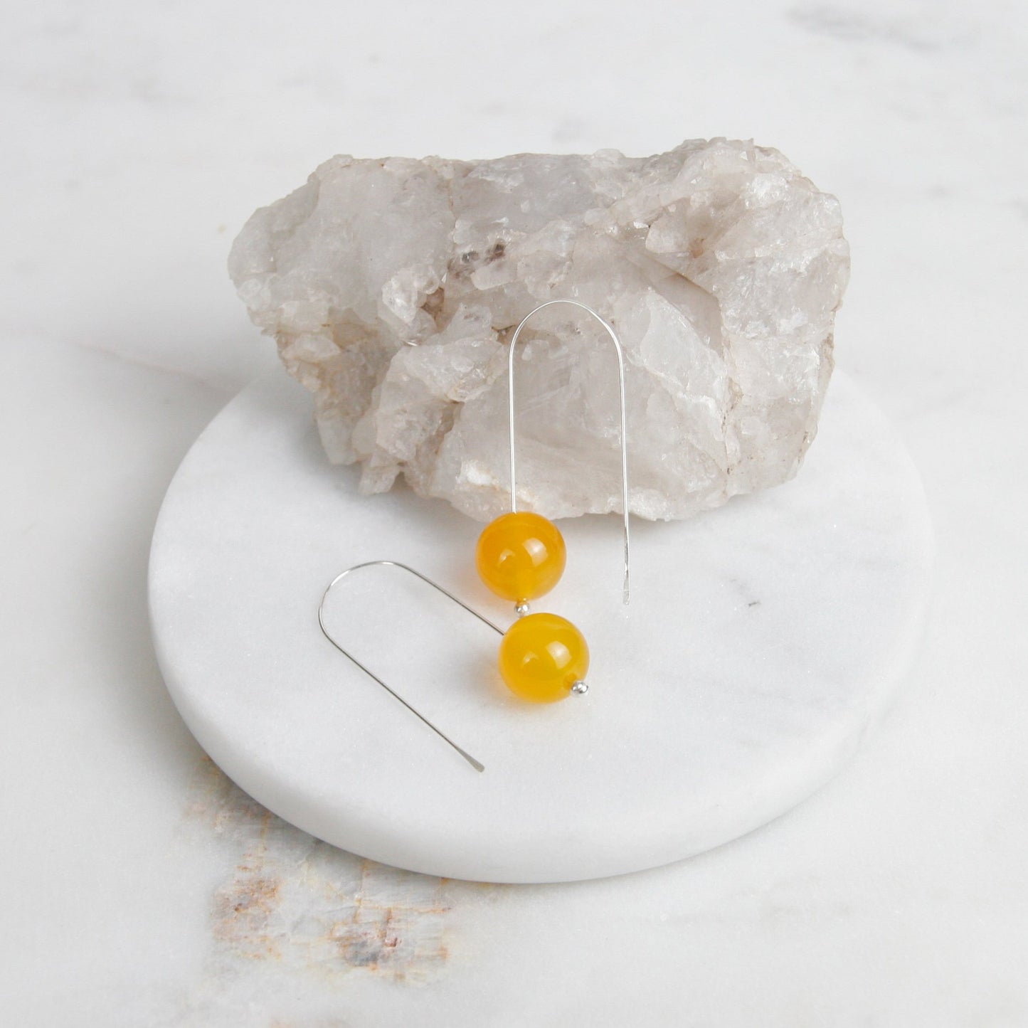 Yellow Aventurine Long Ball Drop Earrings