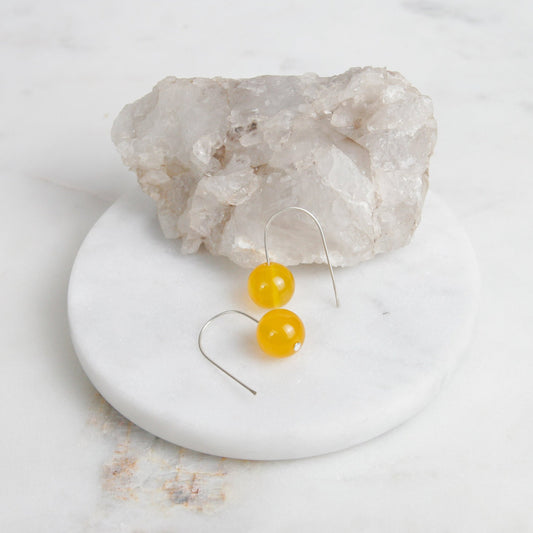 Yellow Aventurine Short Ball Drop Earrings