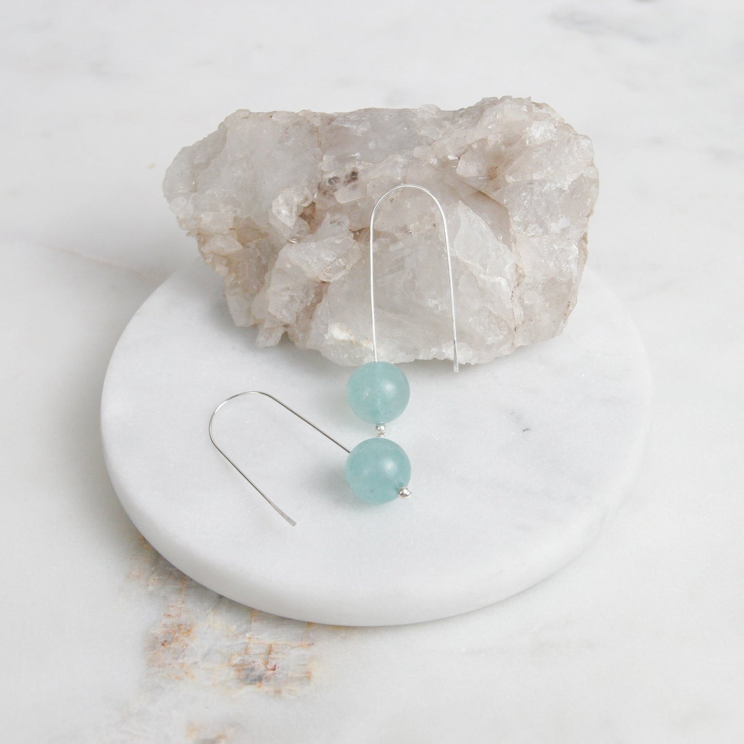 Teal Aventurine Ball Drop Earrings