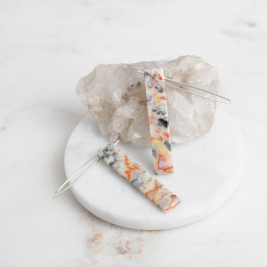 Crazy Lace Agate Dangling Bars