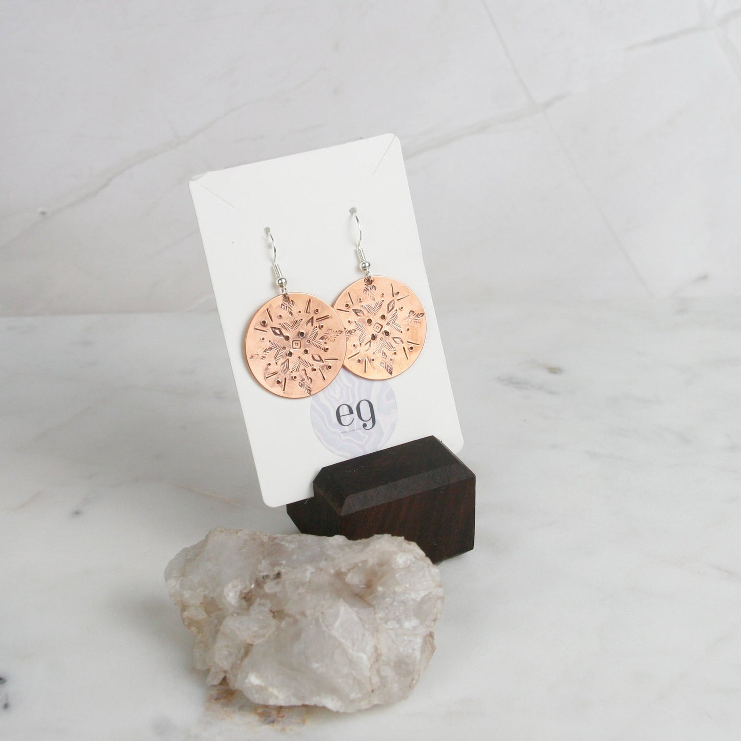 Round Copper Dangle Earrings