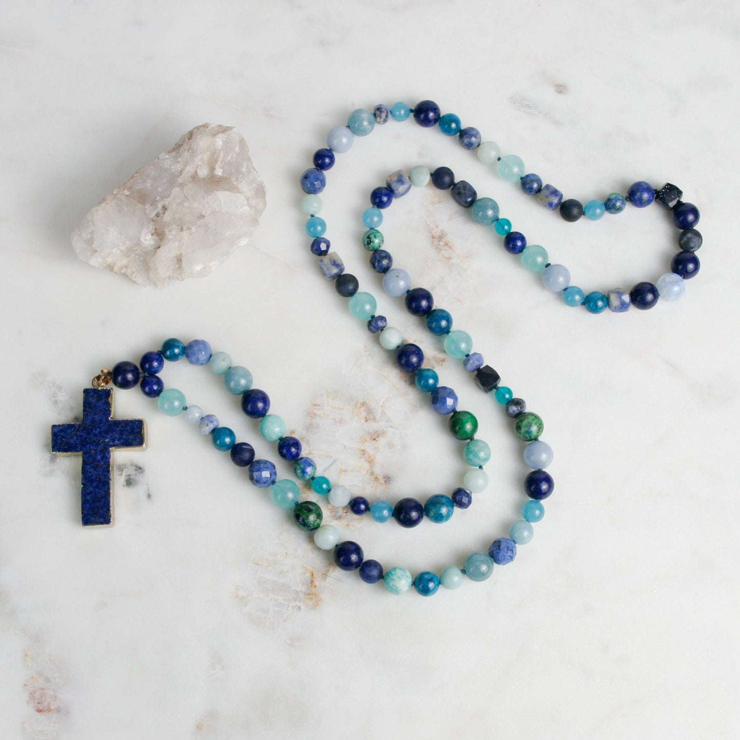 Brilliant Blues Cross Necklace