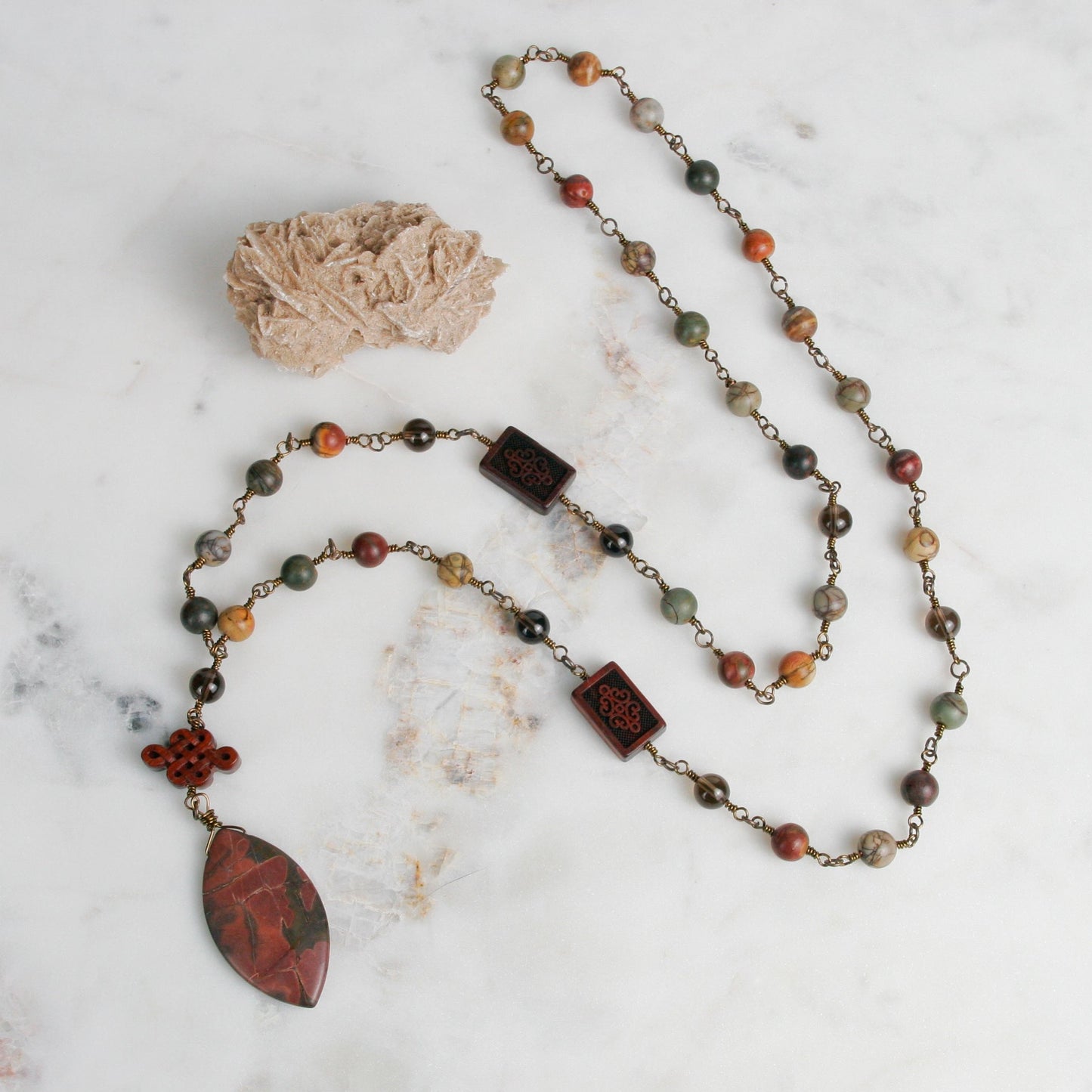 Hand Wired Red Cherry Creek Jasper Necklace and Pendant