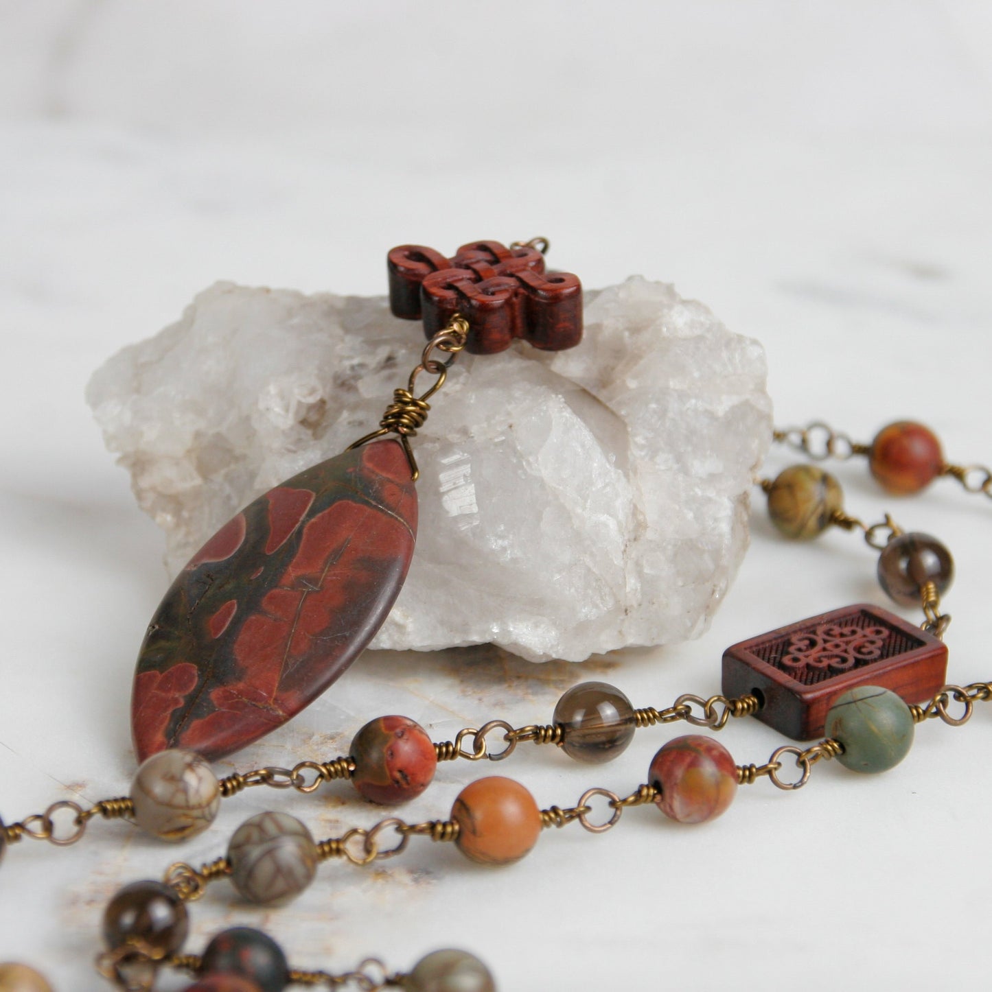 Hand Wired Red Cherry Creek Jasper Necklace and Pendant