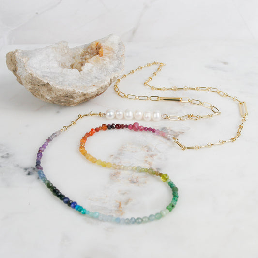 Rainbow Pearl Necklace