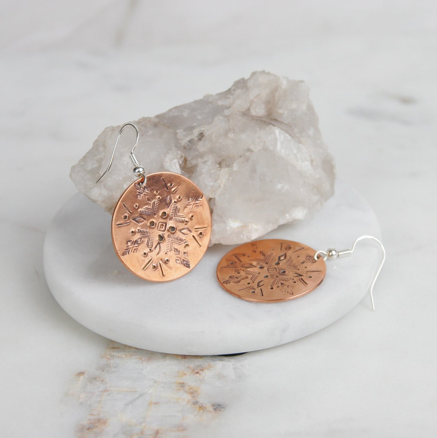 Round Copper Dangle Earrings