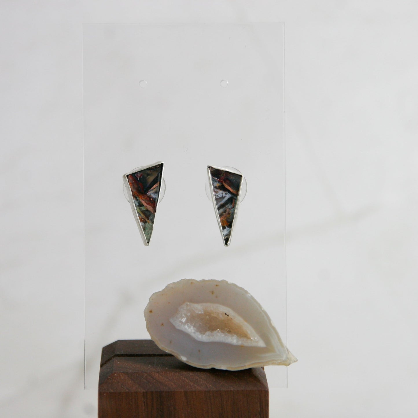 Opalized Petrified Wood with Native Copper Triangle Posts