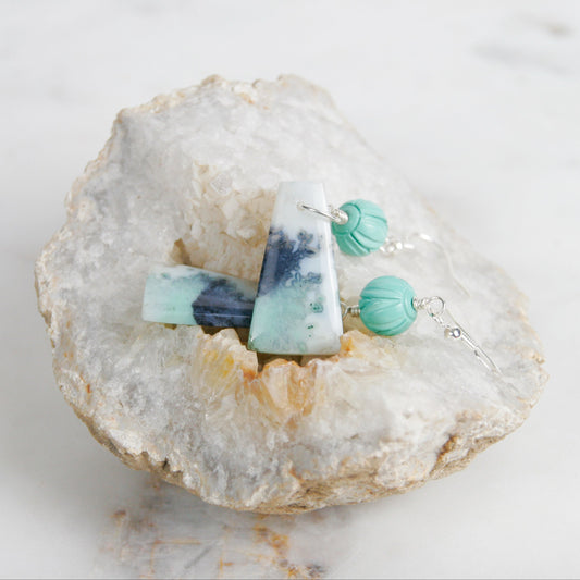 Opalized Petrified Wood Earrings