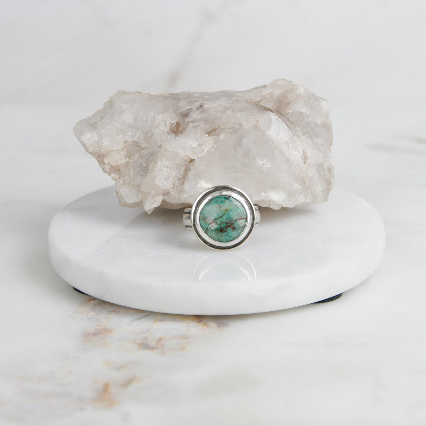 Green Faceted Chrysocolla Ring