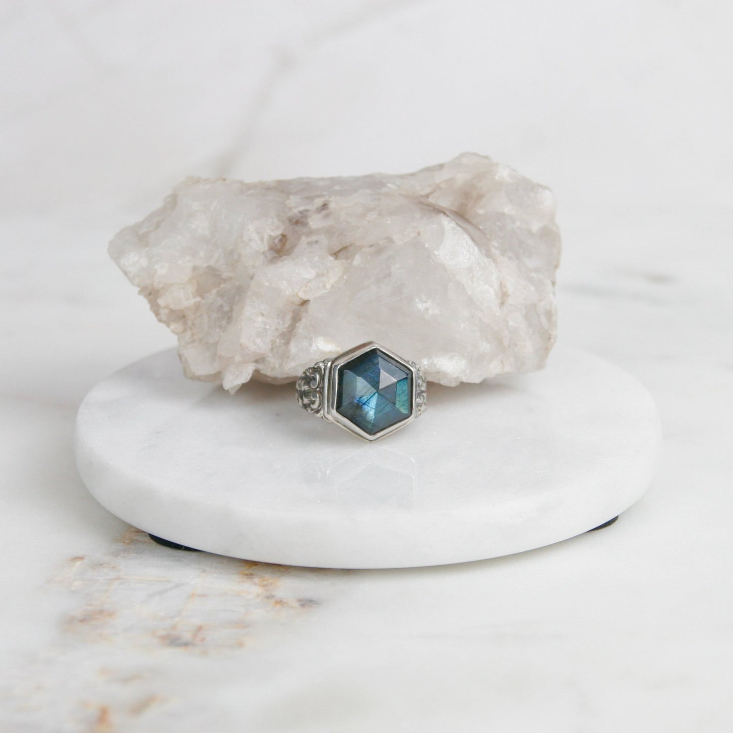 Hexagon Labradorite Ring