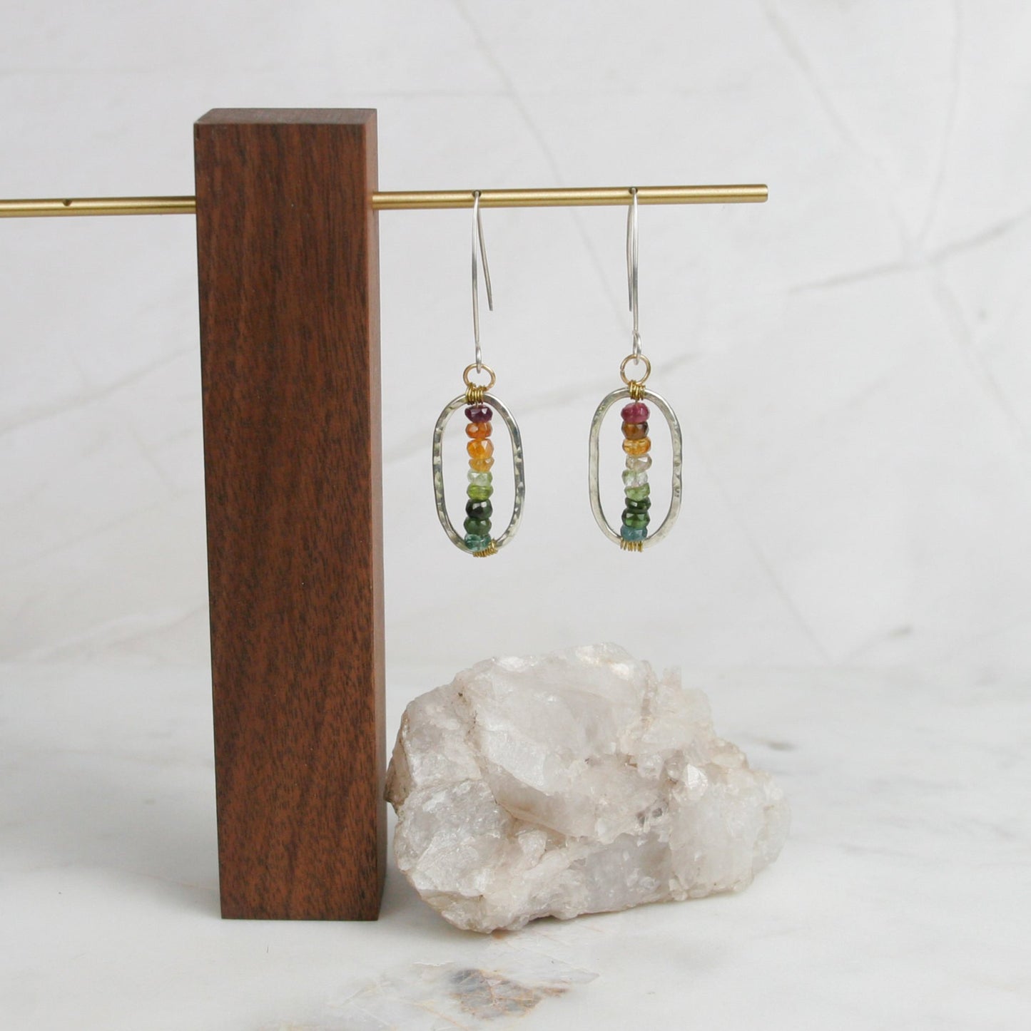 Oval Rainbow Tourmaline Dangles