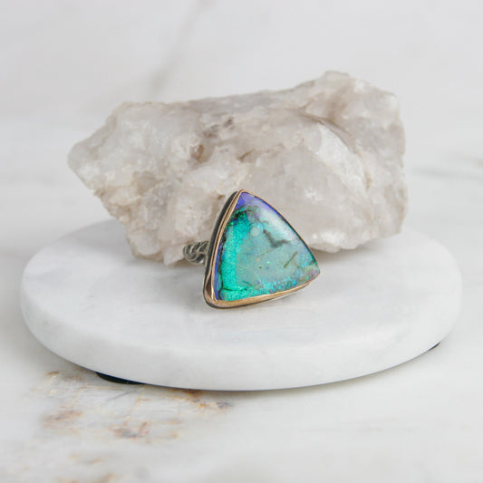 Triangle Sterling Opal Ring