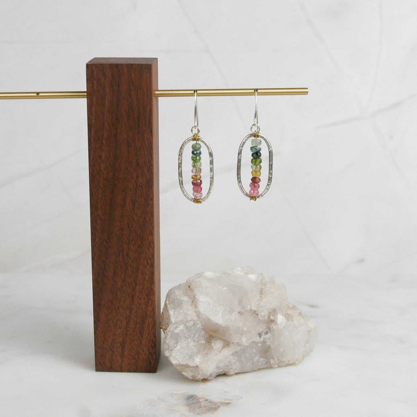 Oval Rainbow Tourmaline Dangles