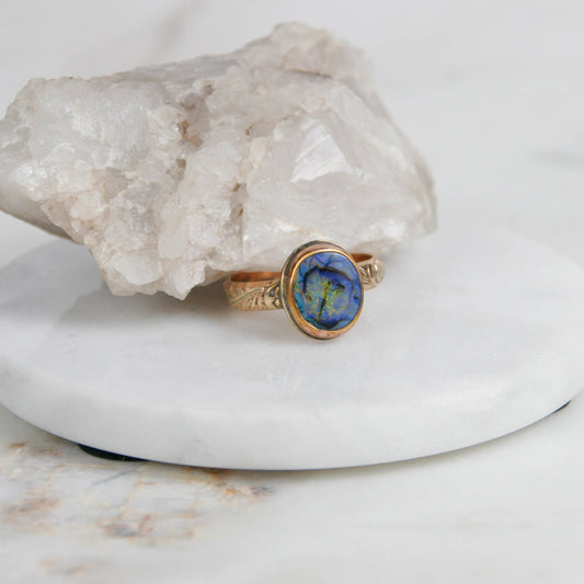 Blue Sterling Opal Ring