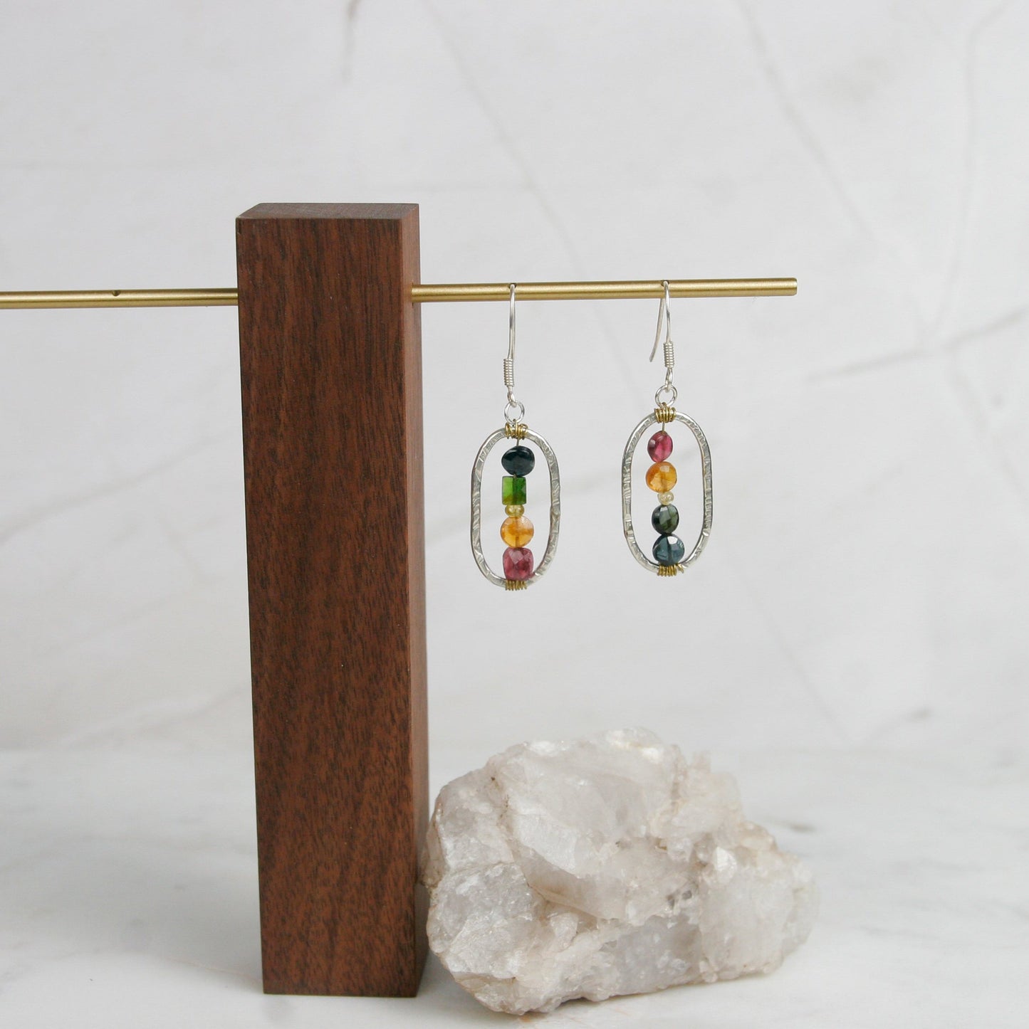 Oval Rainbow Tourmaline Dangles