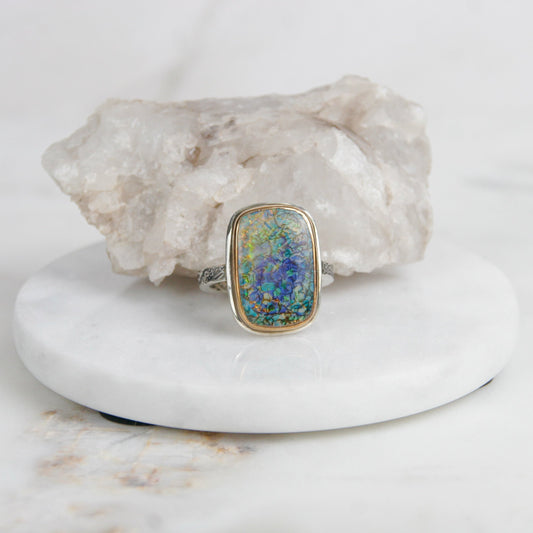 Sterling Opal Spoon Band RIng