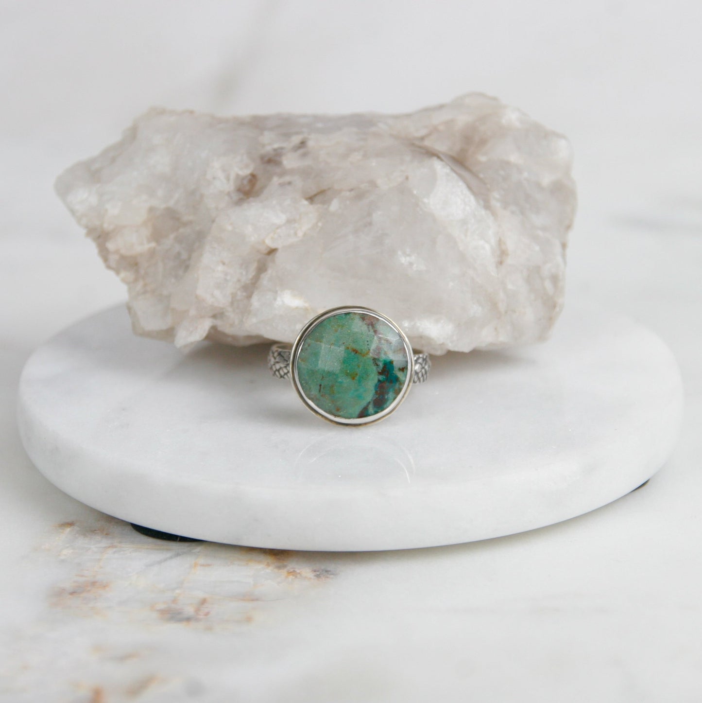 Faceted Chrysocolla Ring