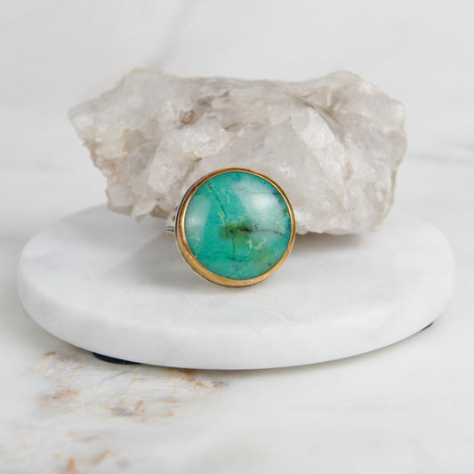 Chrysocolla Gold Bezel Ring