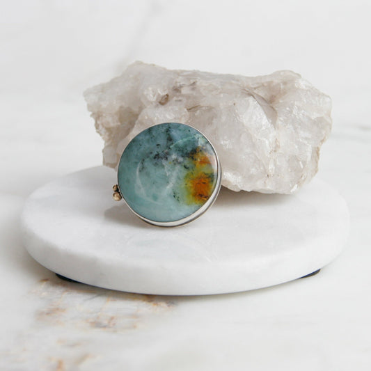 Chrysocolla Ring with Gold Accents