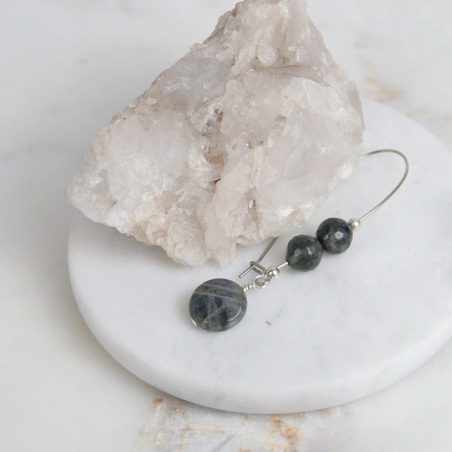 Dark Blue Labradorite Dangles