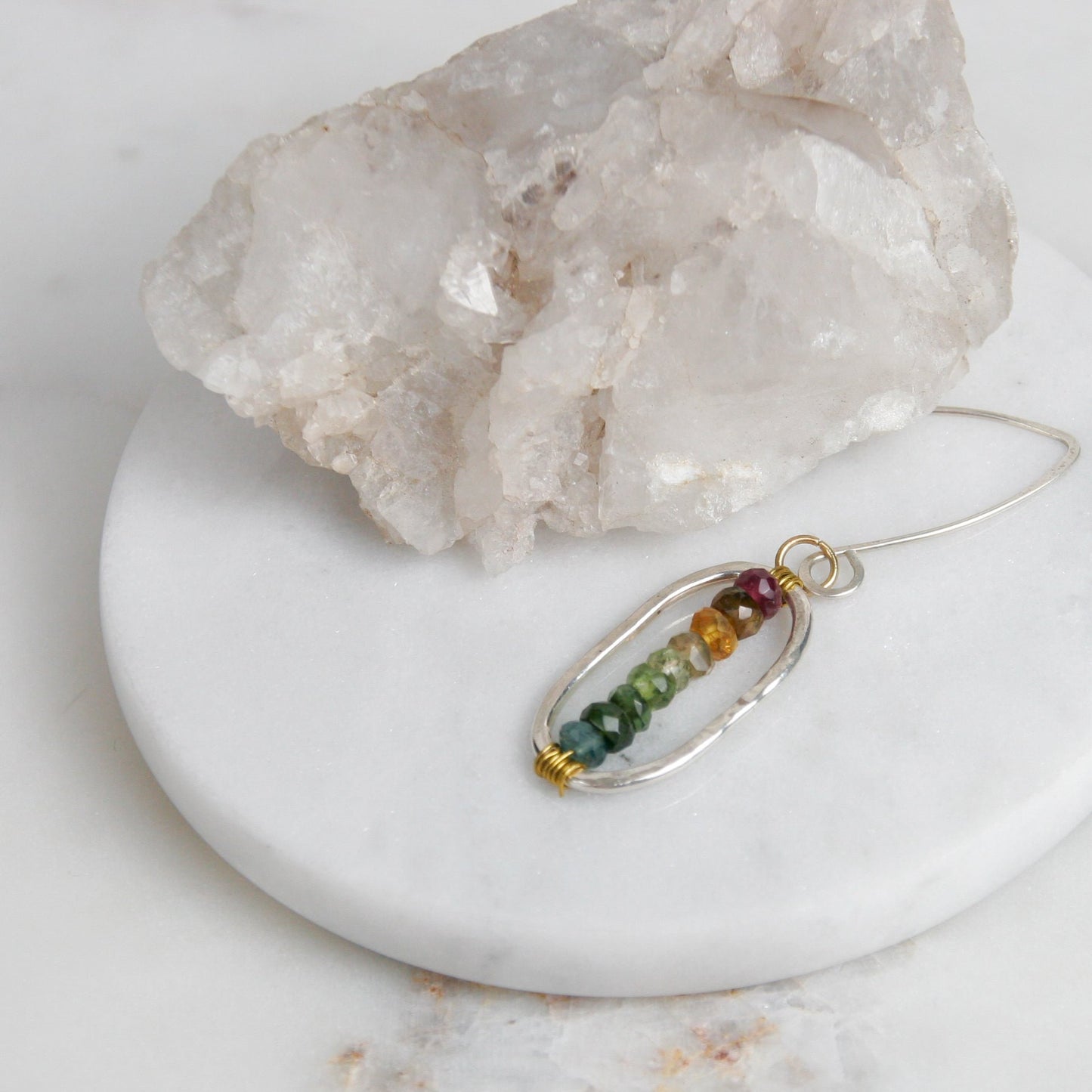 Oval Rainbow Tourmaline Dangles