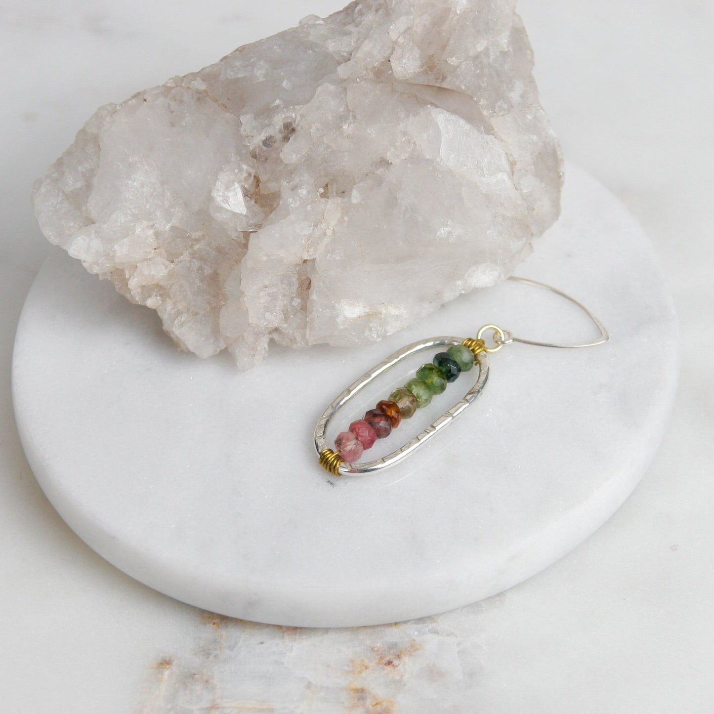 Oval Rainbow Tourmaline Dangles